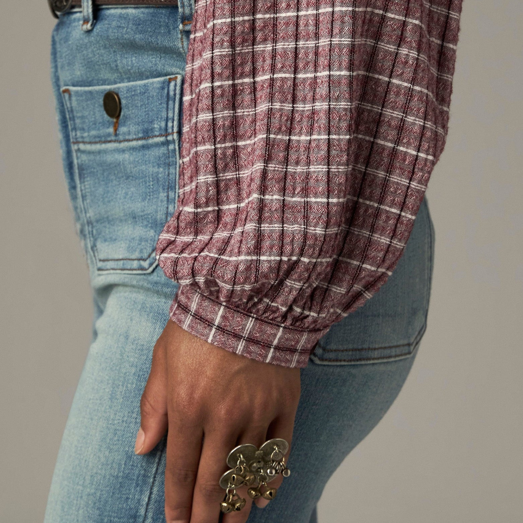 Vera Shirt – Granate Grid