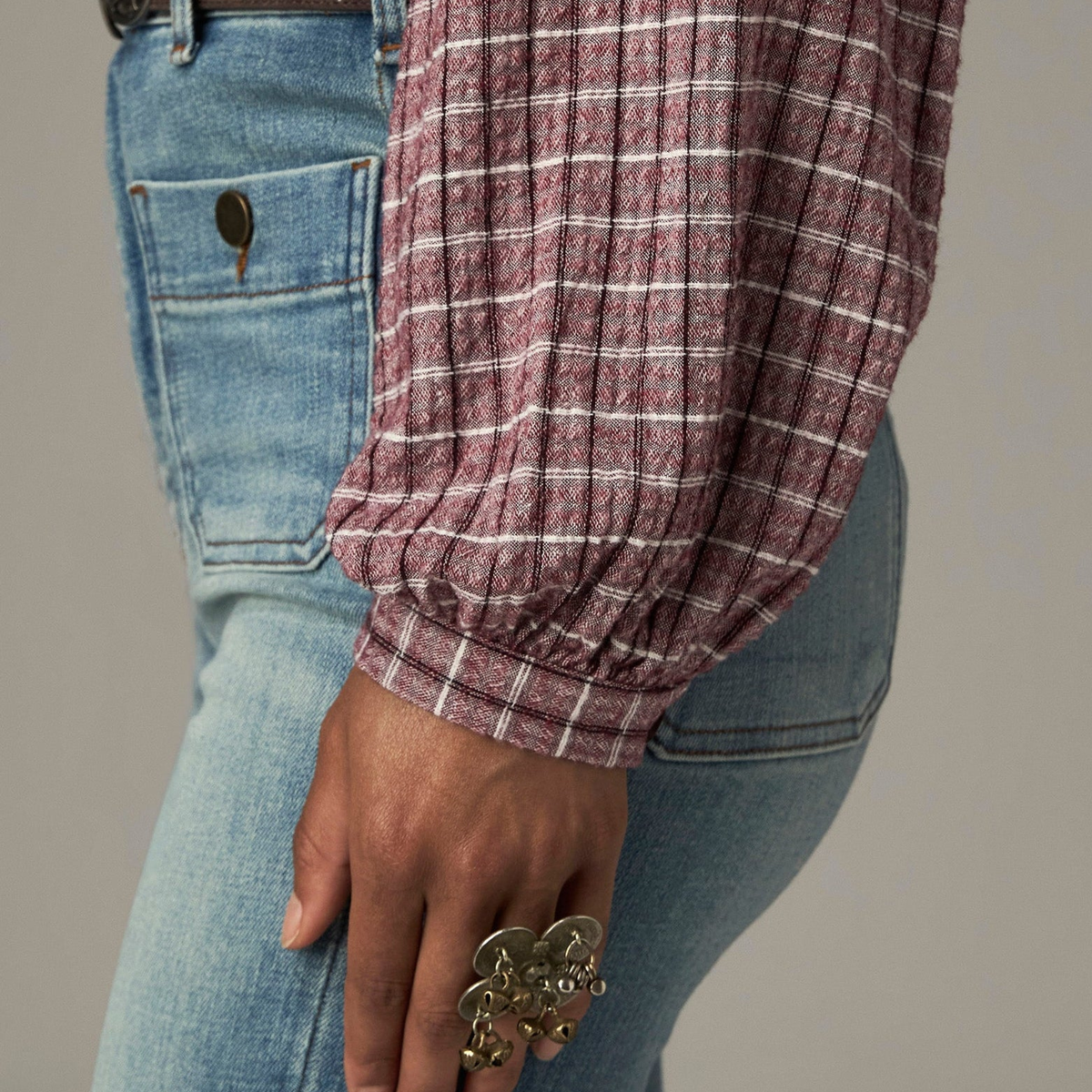Vera Shirt – Granate Grid